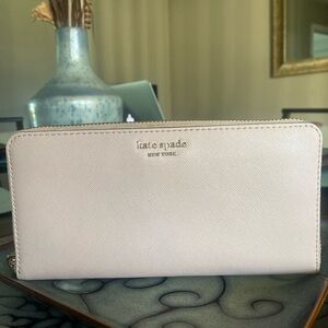 Kate Spade Pink Saffiano Leather Zip Around Wallet in EUC!